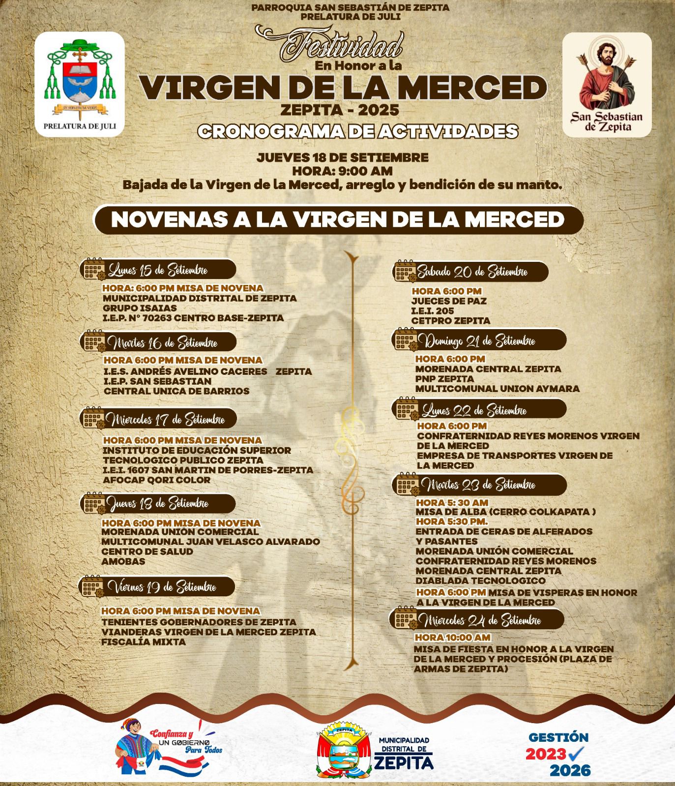 Zepita. INICIAN NOVENAS EN HONOR A LA VIRGEN DE LA MERCED